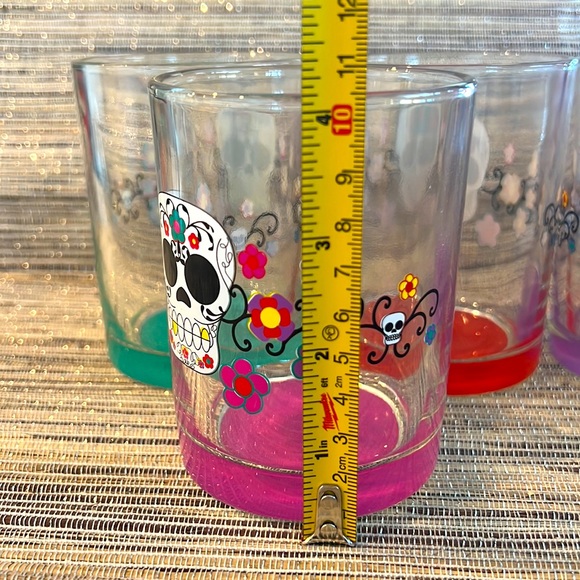 💀💀Sugar Skulls Set of 4 Double Old-Fashioned Glasses.  NWT. - Picture 9 of 9